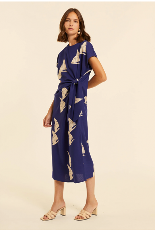 VESTIDO NUDO BARCOS BORDADOS PEPALOVES
