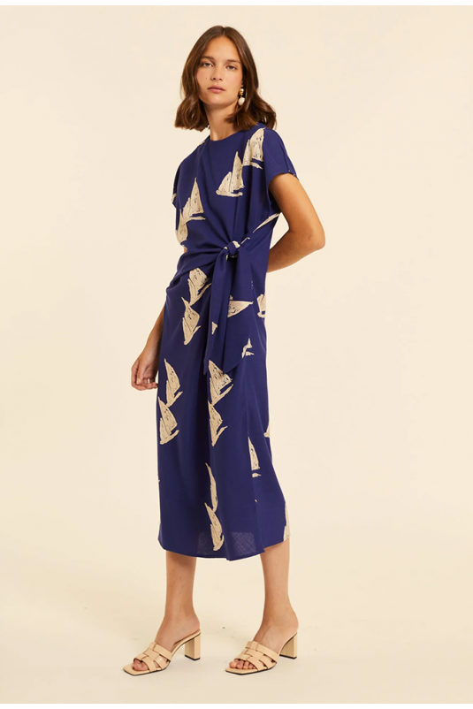 VESTIDO NUDO BARCOS BORDADOS PEPALOVES