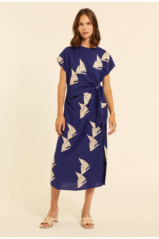 VESTIDO NUDO BARCOS BORDADOS PEPALOVES