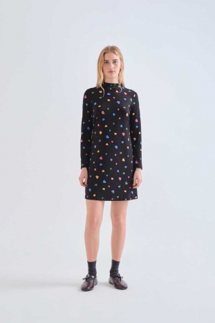 VESTIDO NEGRO CORAZONES COMPAÑÍA FANTÁSTICA