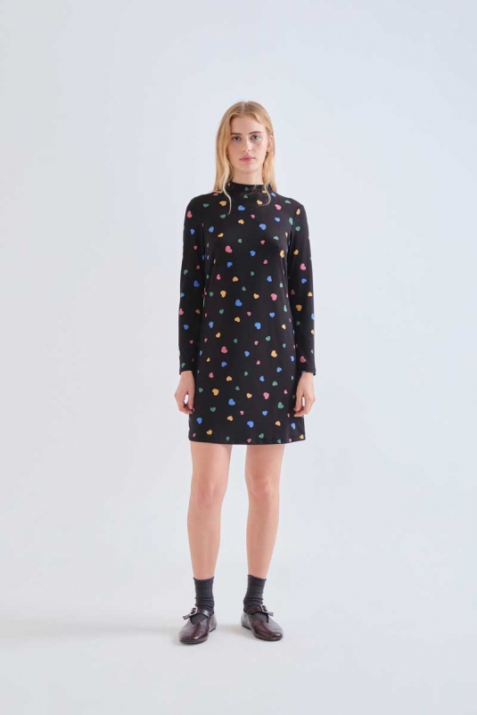 VESTIDO NEGRO CORAZONES COMPAÑÍA FANTÁSTICA