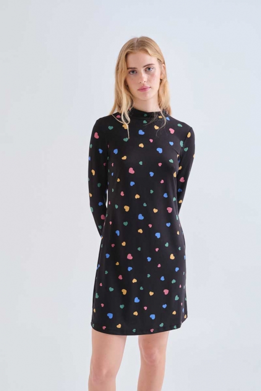 VESTIDO NEGRO CORAZONES COMPAÑÍA FANTÁSTICA