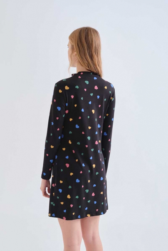 VESTIDO NEGRO CORAZONES COMPAÑÍA FANTÁSTICA