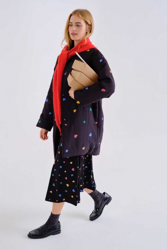 VESTIDO MIDI NEGRO CORAZONES COMPAÑÍA FANTÁSTICA