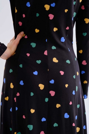 VESTIDO MIDI NEGRO CORAZONES COMPAÑÍA FANTÁSTICA