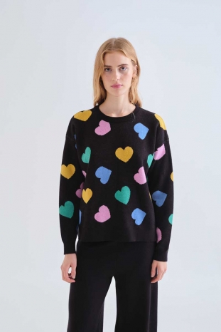 JERSEY NEGRO CORAZONES COMPAÑÍA FANTÁSTICA
