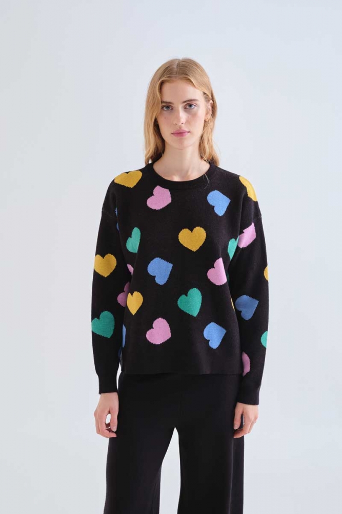 JERSEY NEGRO CORAZONES COMPAÑÍA FANTÁSTICA