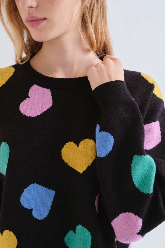 JERSEY NEGRO CORAZONES COMPAÑÍA FANTÁSTICA