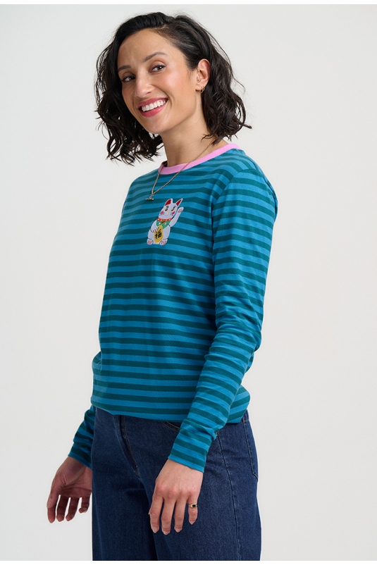 CAMISETA RAYAS AZULES LUCKY CAT BRUNSWICK SUGARHILL BRIGHTON