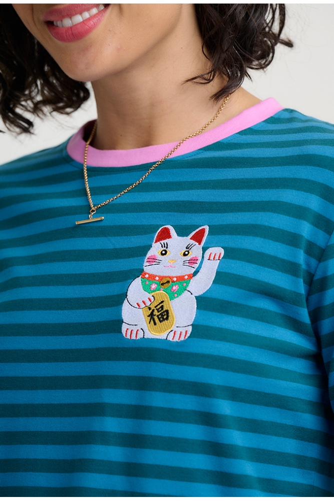 CAMISETA RAYAS AZULES LUCKY CAT BRUNSWICK SUGARHILL BRIGHTON