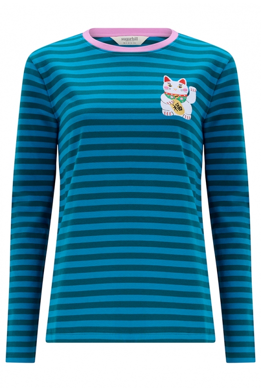 CAMISETA RAYAS AZULES LUCKY CAT BRUNSWICK SUGARHILL BRIGHTON