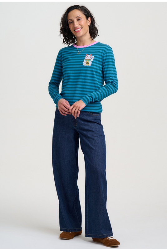 CAMISETA RAYAS AZULES LUCKY CAT BRUNSWICK SUGARHILL BRIGHTON