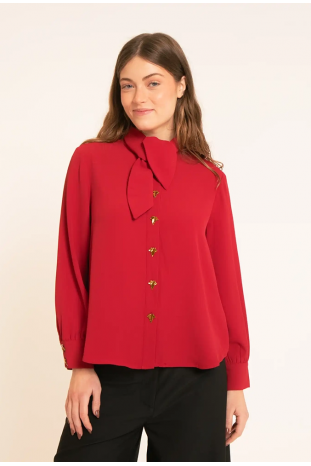 CAMISA ROJA BRUNA BOTONES HOJA PEPALOVES