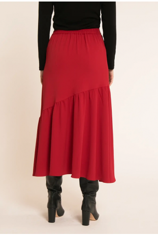 FALDA ROJA MIDI VOLANTE PEPALOVES