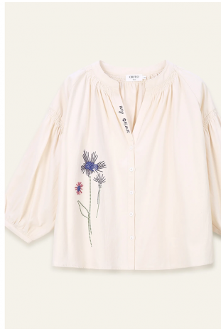 BLUSA BEIGE FLOR BORDADA DANIELLE ORFEO