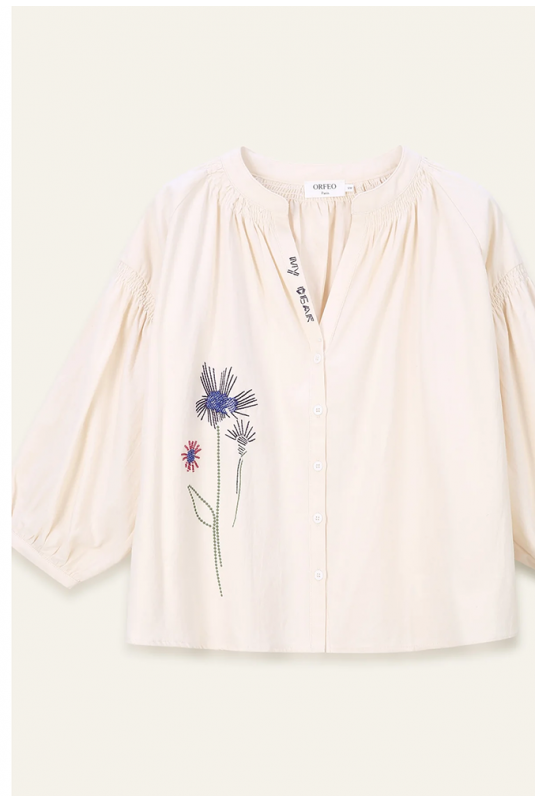 BLUSA BEIGE FLOR BORDADA DANIELLE ORFEO