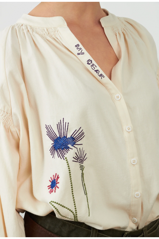 BLUSA BEIGE FLOR BORDADA DANIELLE ORFEO