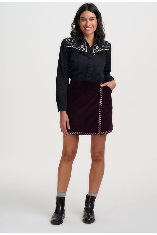CAMISA NEGRA VAQUERA BORDADA SUGARHILL BRIGHTON