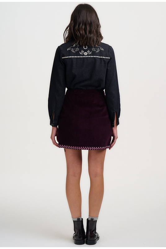 CAMISA NEGRA VAQUERA BORDADA SUGARHILL BRIGHTON