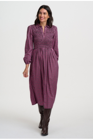 VESTIDO DIANA CUADROS ROSAS MIDI SUGARHILL BRIGHTON LA BOHEME