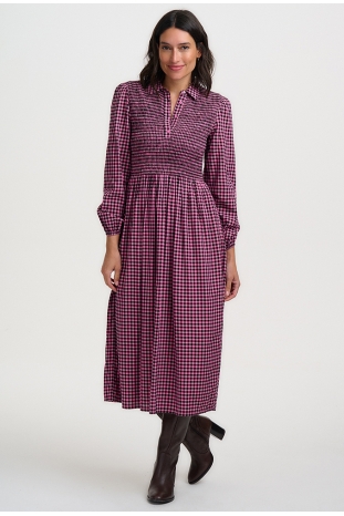 VESTIDO DIANA CUADROS ROSAS MIDI SUGARHILL BRIGHTON LA BOHEME