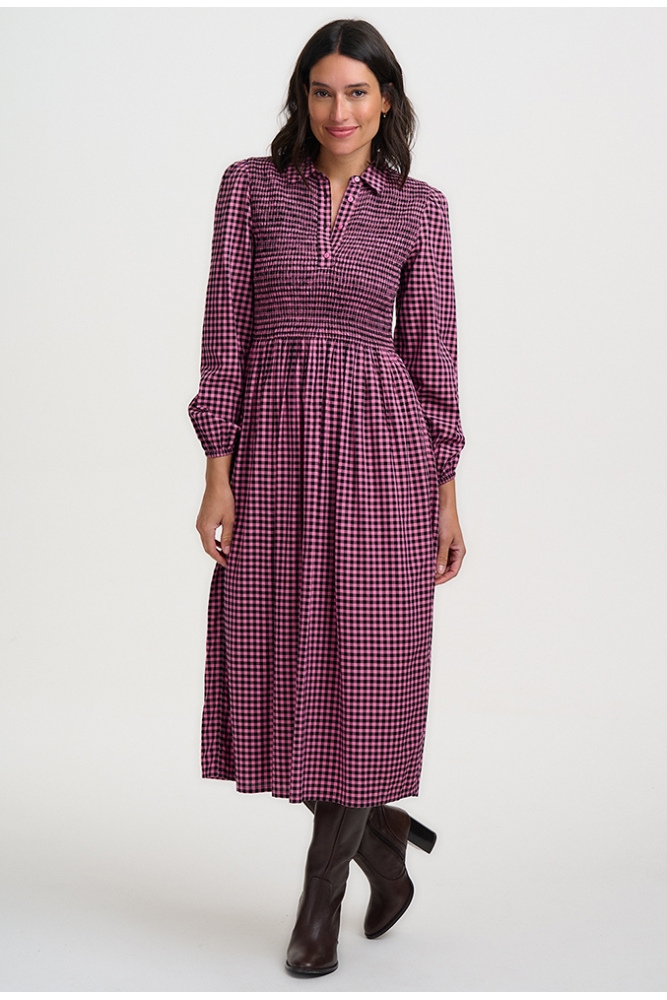 VESTIDO DIANA CUADROS ROSAS MIDI SUGARHILL BRIGHTON LA BOHEME