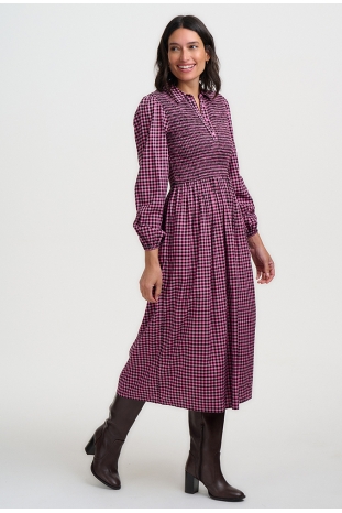 VESTIDO DIANA CUADROS ROSAS MIDI SUGARHILL BRIGHTON LA BOHEME