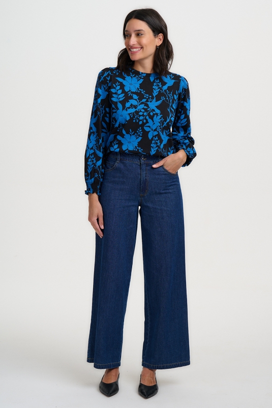 BLUSA AZUL FLORES CLARISSE SUGARHILL BRIGHTON