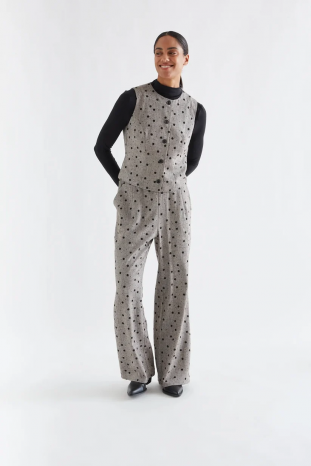 CHALECO  GRIS TWEED BORDADO COMPAÑÍA FANTÁSTICA