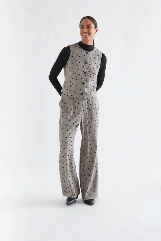 PANTALÓN GRIS TWEED BORDADO COMPAÑÍA FANTÁSTICA