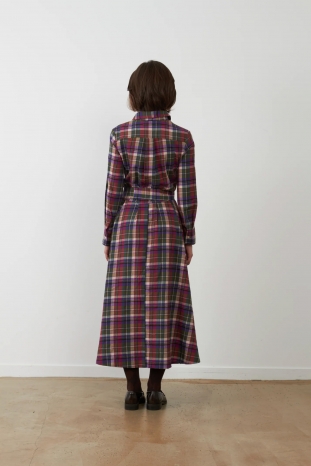 VESTIDO TARTÁN CUADROS MORADO ORFEO