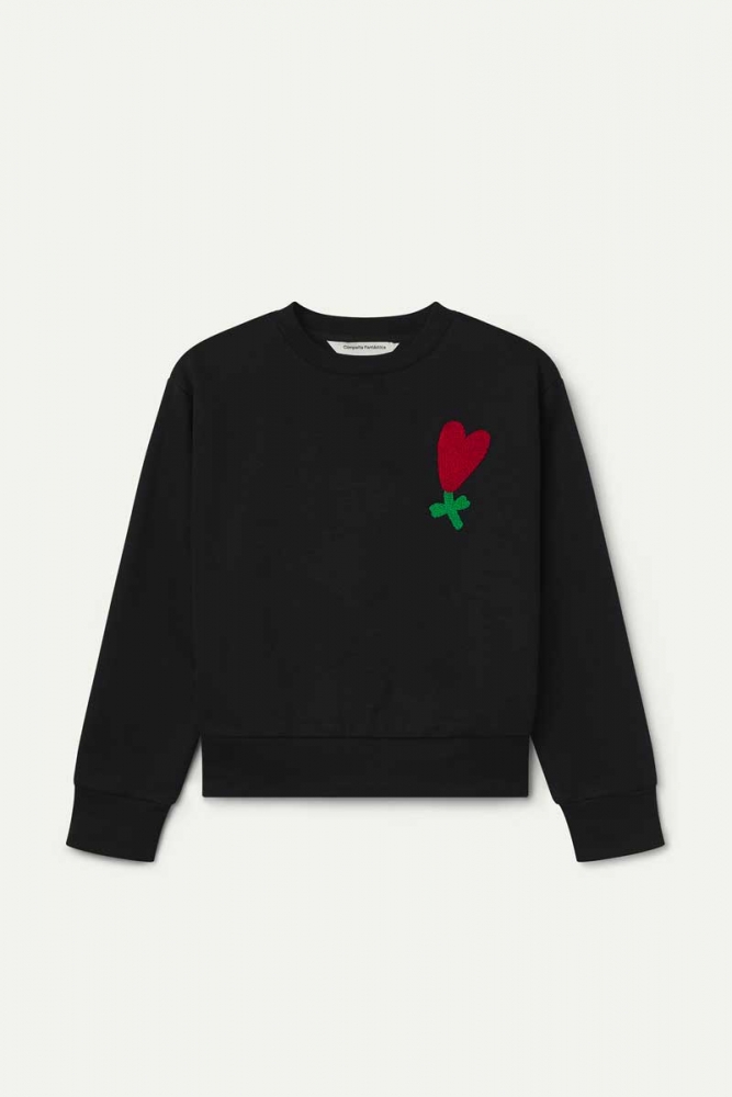 SUDADERA NEGRA CORAZONES CICLAMEN COMPAÑÍA FANTÁSTICA
